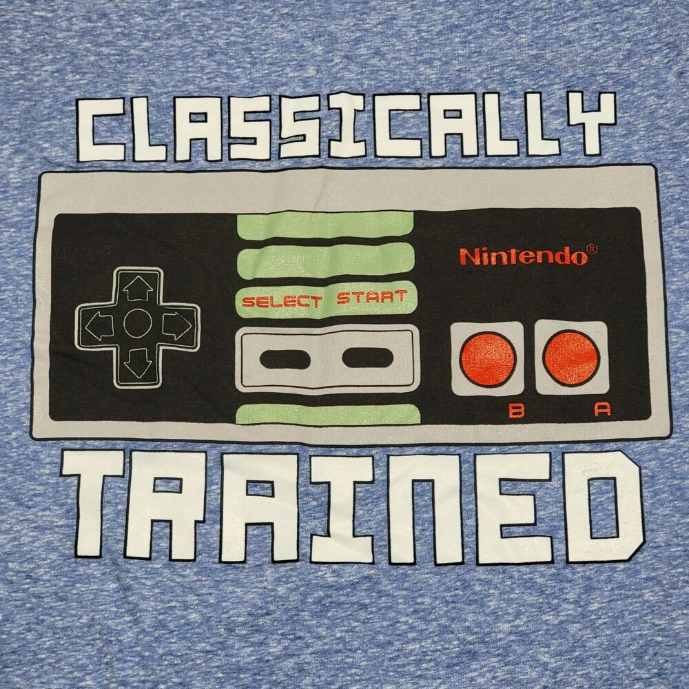 Nintendo Entertainment System SS Blue Unisex Tee "Classically Trained" - Large